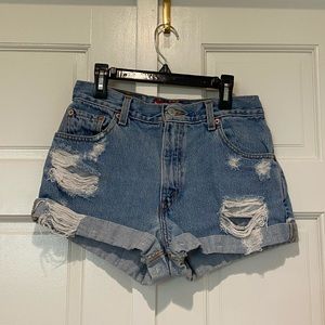 High Waisted Ripped Levi Shorts